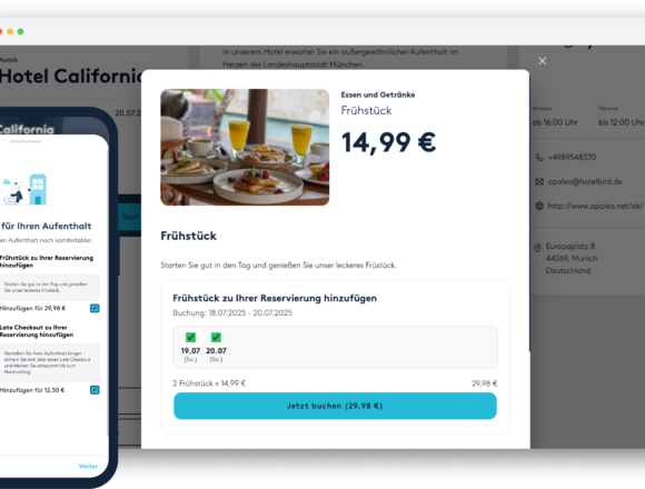 Hotelbird Upselling Header Zusatzgeschäft mit automatischem Upselling und Green Option